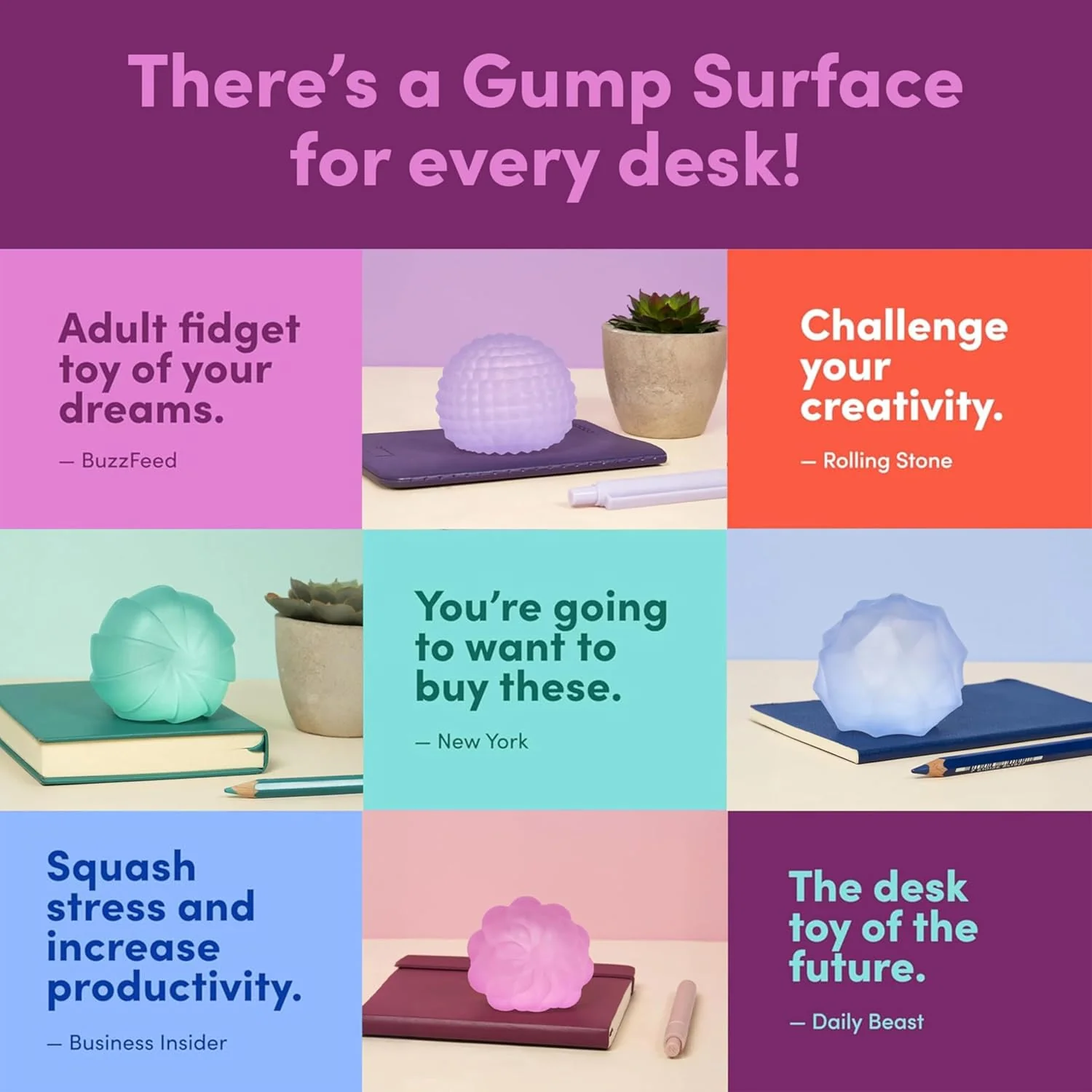 Gump Surface Gel-Filled Stress Ball | Ultra-Squishy Fidget Toy for Stress Relief & Focus | Anxiety Ball for Adults & Teens | Sensory Squeeze Toy | Warm Mix 2 Pack - Image 7