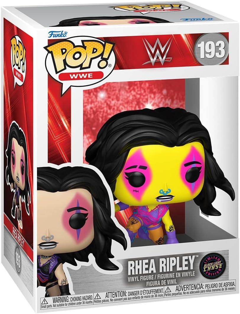 Funko POP! WWE: Wrestle Mania 40 - Rhea Ripley - 1 in 6 chance of receiving the rare Chase variant (Black Light) - Collectable Vinyl Figure - Gift Idea - Official Merchandise - Toys For Kids & Adults - Image 4