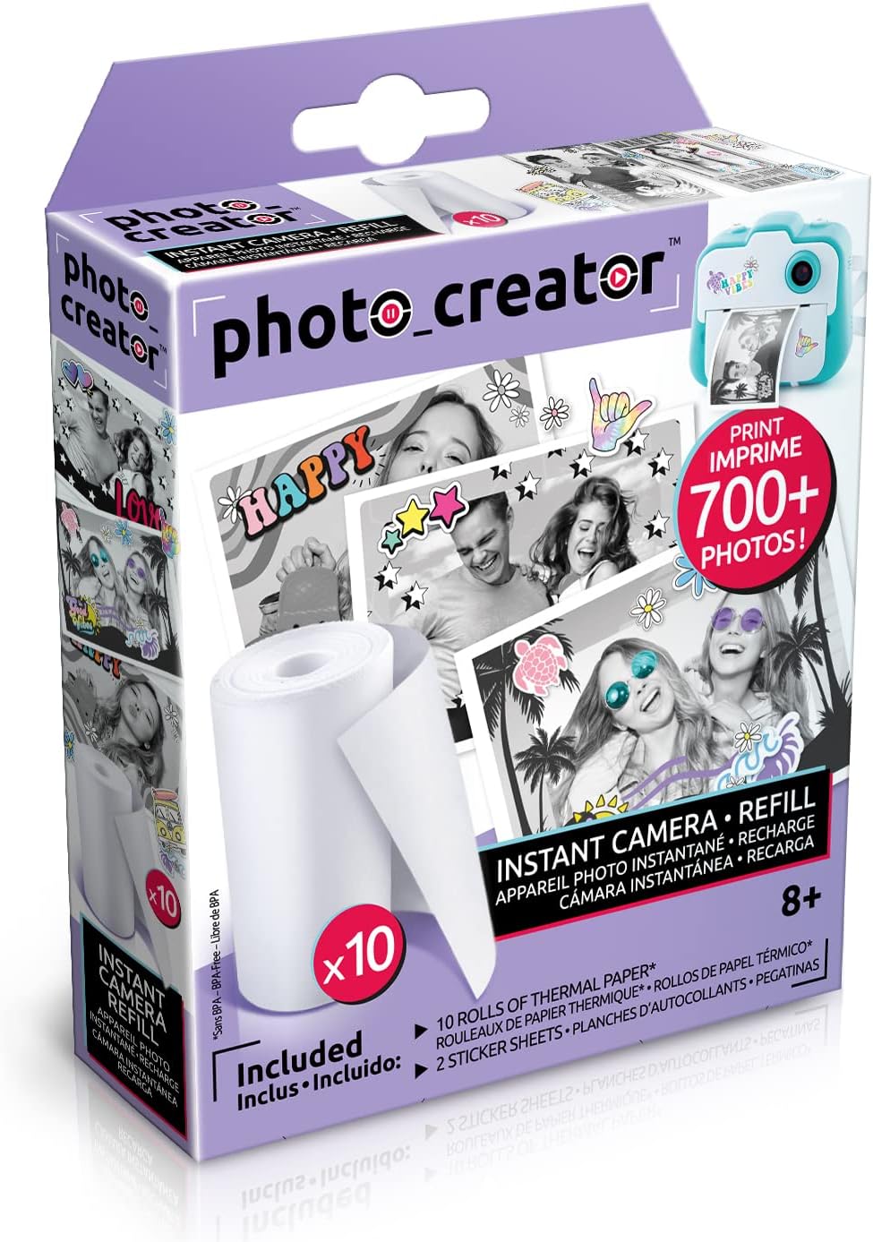 Photo Creator Instant Camera Refill 10 Pack, Photo Creator, Over 700 Prints, Instantly Dry, Personalise Prints with Cool Stickers!, White (CLK 005 - Image 5