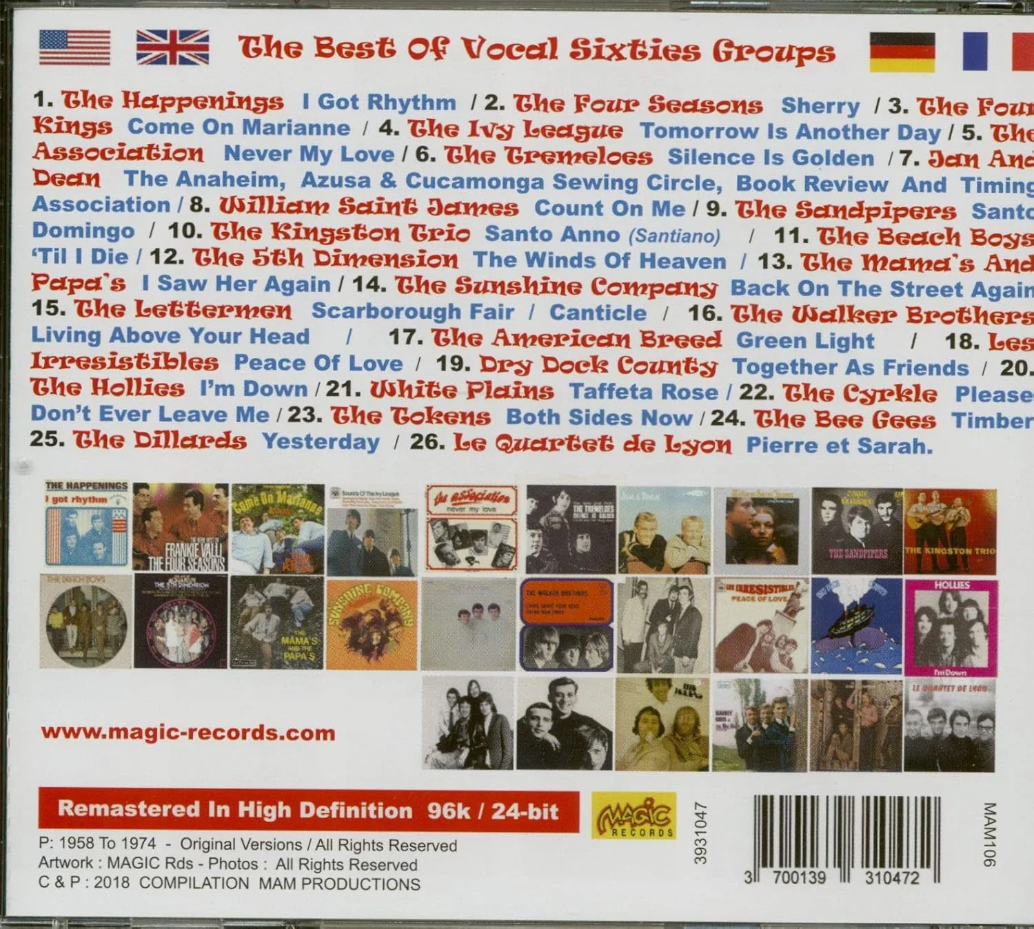 Various Artists - The Best Of The Vocal Sixties Groups (Cd) - Image 2