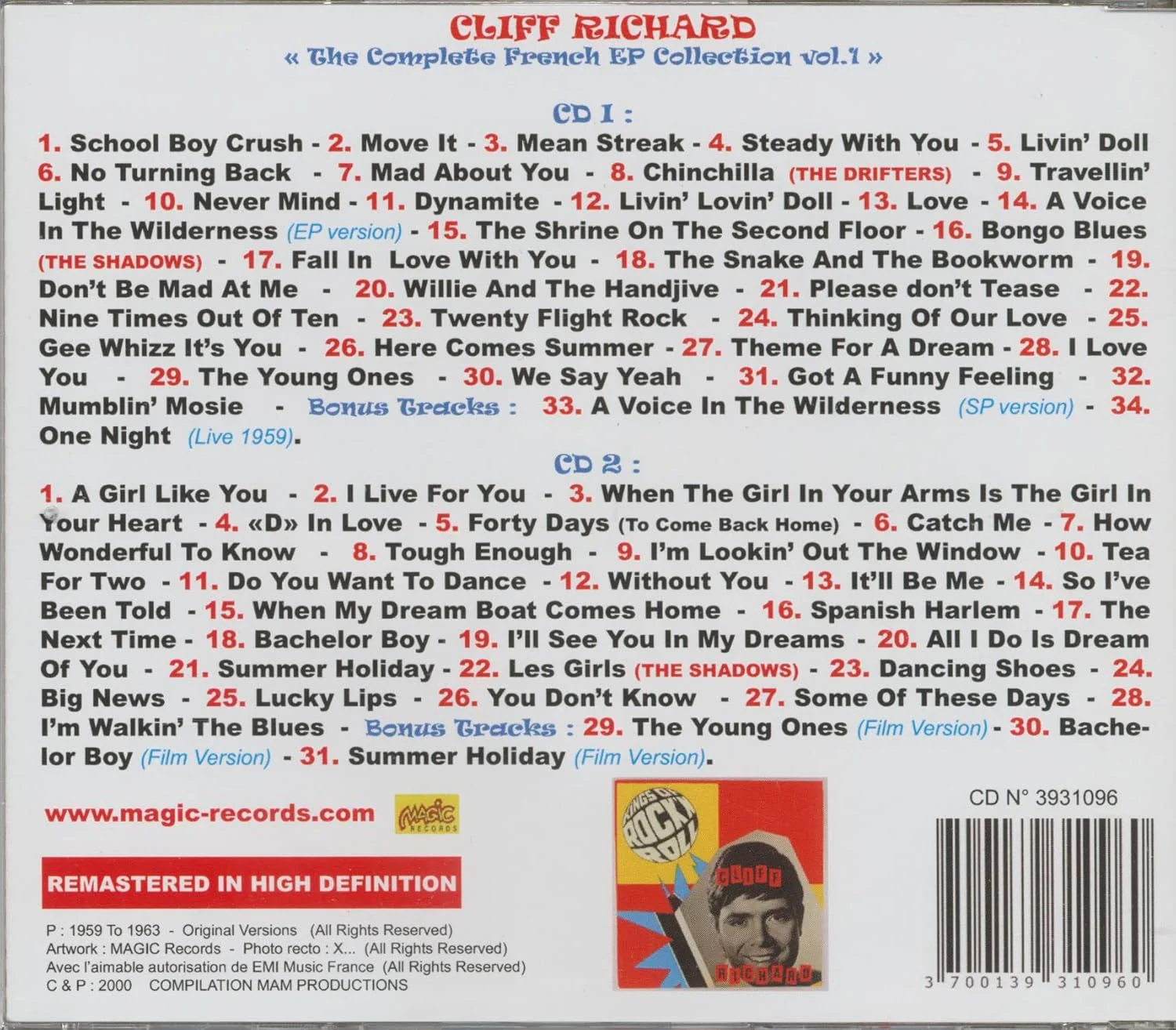 Complete French Ep Collection 1 1959-1963 (2cd - Image 2