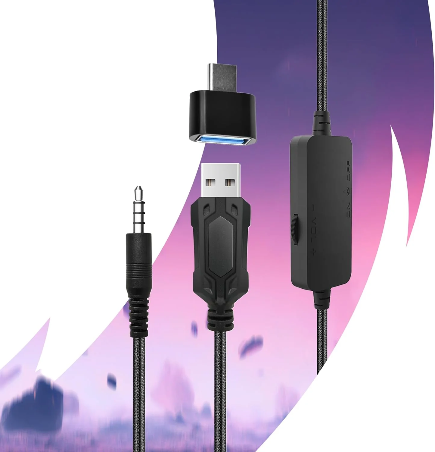 Oniverse Gaming-headset PS5 PS4 Switch Xbox PC Mac met verstelbare microfoon, LED, luidsprekers 50 mm, oorkussens van ademende stof, bekabeld, Nebula (Urban Camo/grijs - Image 7