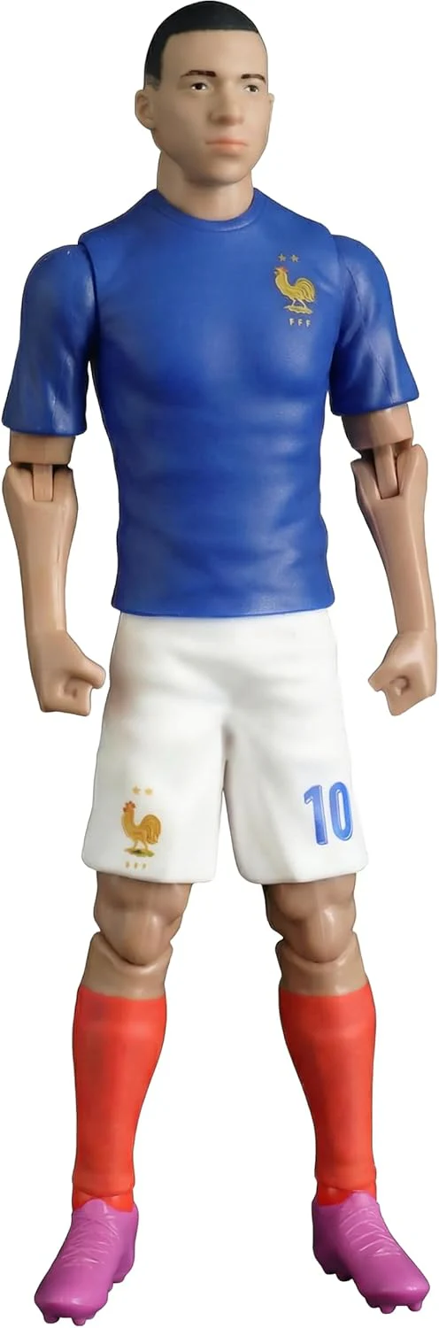 Megableu - FFF Figure Killian Mbappé No. 10 - 20 cm - Large Realistic & Articulated Football Figure with 10 Points - Officially Licensed Product of the French Team - Football with Ball - Image 2