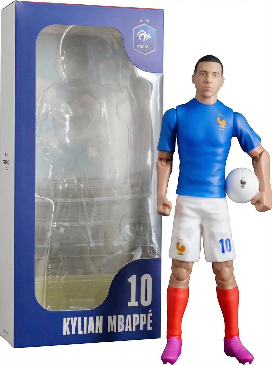 Megableu - FFF Figure Killian Mbappé No. 10 - 20 cm - Large Realistic & Articulated Football Figure with 10 Points - Officially Licensed Product of the French Team - Football with Ball - Image 4