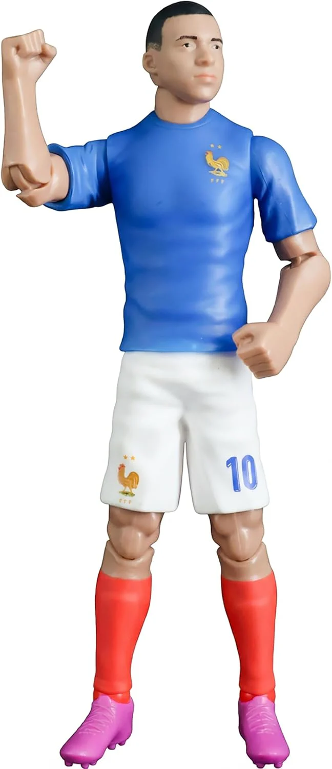 Megableu - FFF Figure Killian Mbappé No. 10 - 20 cm - Large Realistic & Articulated Football Figure with 10 Points - Officially Licensed Product of the French Team - Football with Ball - Image 5