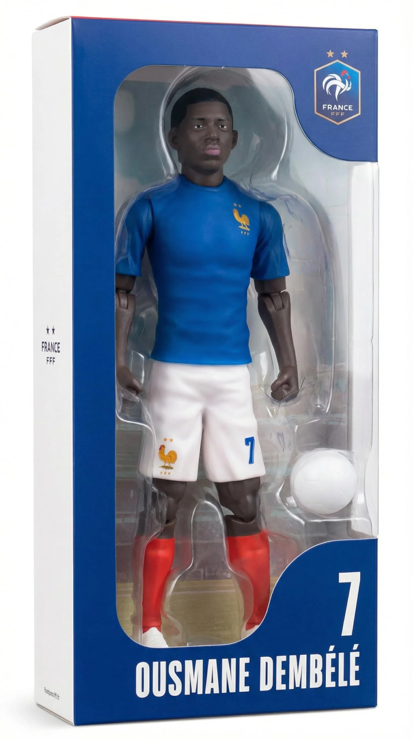 Megableu - FFF Demblé No. 7 - 20 cm - Large Realistic & Articulated Football Figure with 10 Points - Officially Licensed Product of the French Team - Football Toy with Ball