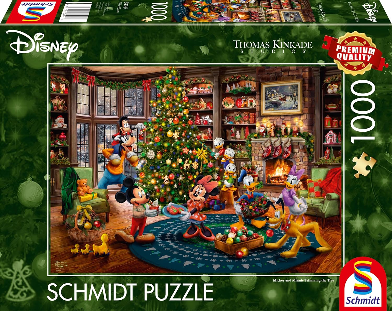 Schmidt Spiele 58047 Disney, Mickey & Minnie Trimming The Tree, Thomas Kinkade, 1000 Piece Puzzle - Image 3