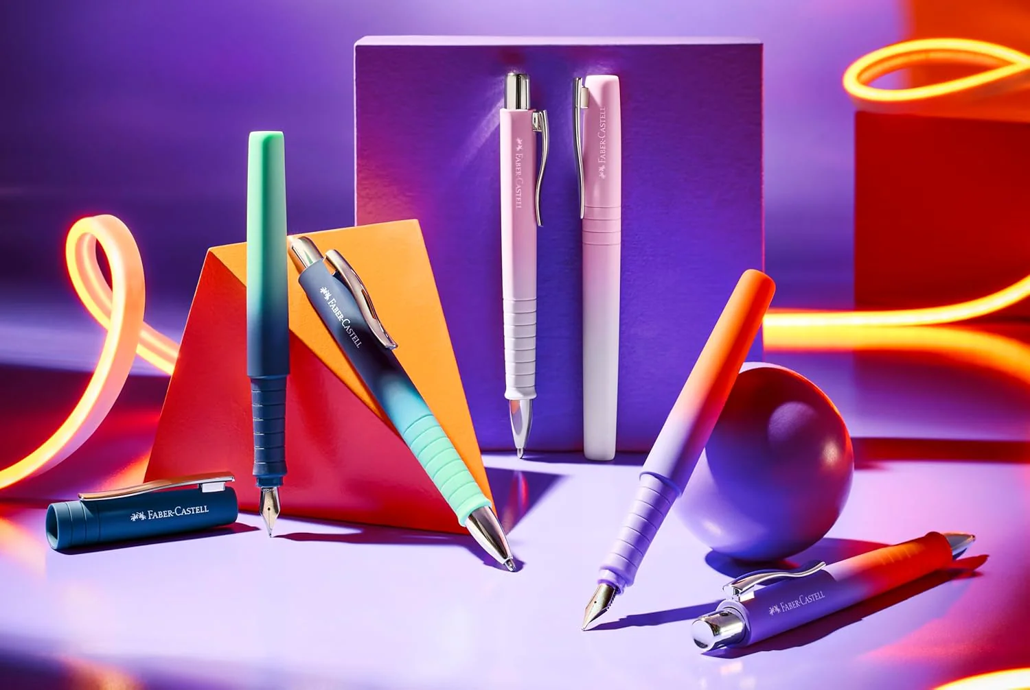 Faber-Castell 241055 - Poly Pen Writing Set with XB Ballpoint Pen and M Fountain Pen, Gift Set buzzing blue - Image 3