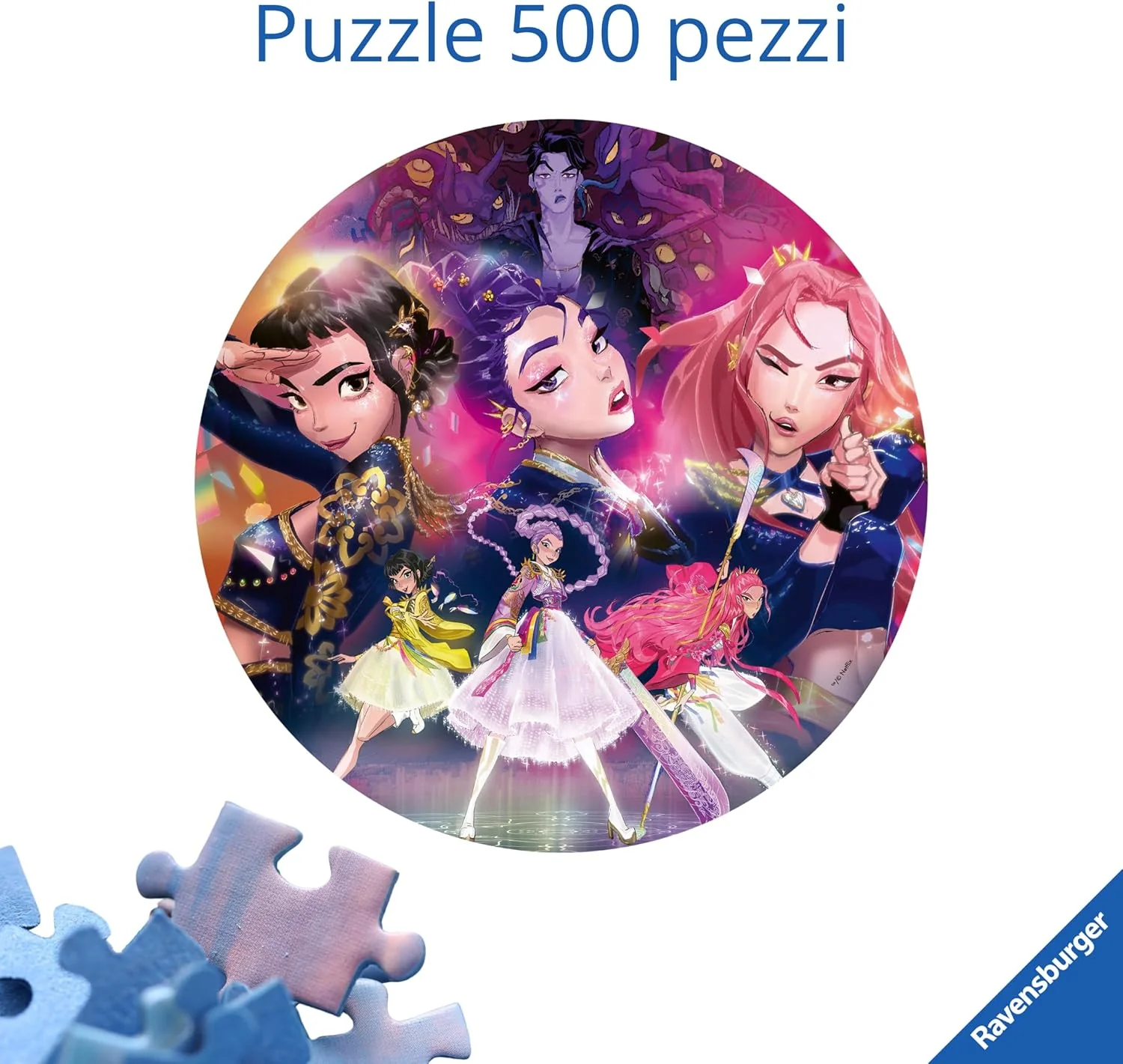 Ravensburger Puzzle 500 Pezzi KPop Demon Hunters – Puzzle Adulti +14 anni, 52 x 52 cm, Puzzle per Adulti Rotondo KPop, Poster Incluso, Idee Regalo - Image 3