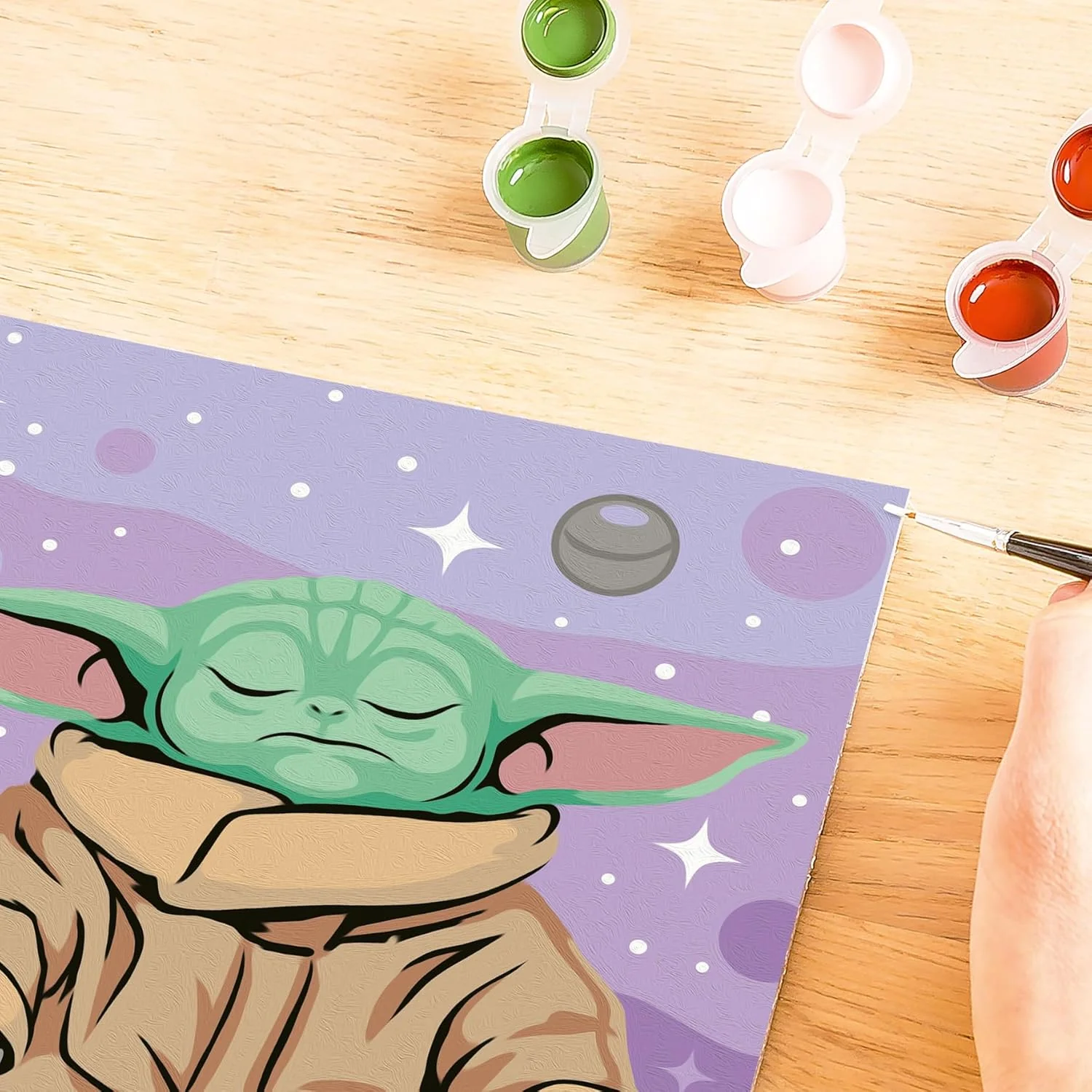 Ravensburger CreArt 12023140 - Star Wars Meditierender Grogu - Malen nach Zahlen Erwachsene - DIY Set mit Pinsel und Acrylfarben - Star Wars Geschenke - Deko Wohnzimmer - Image 5