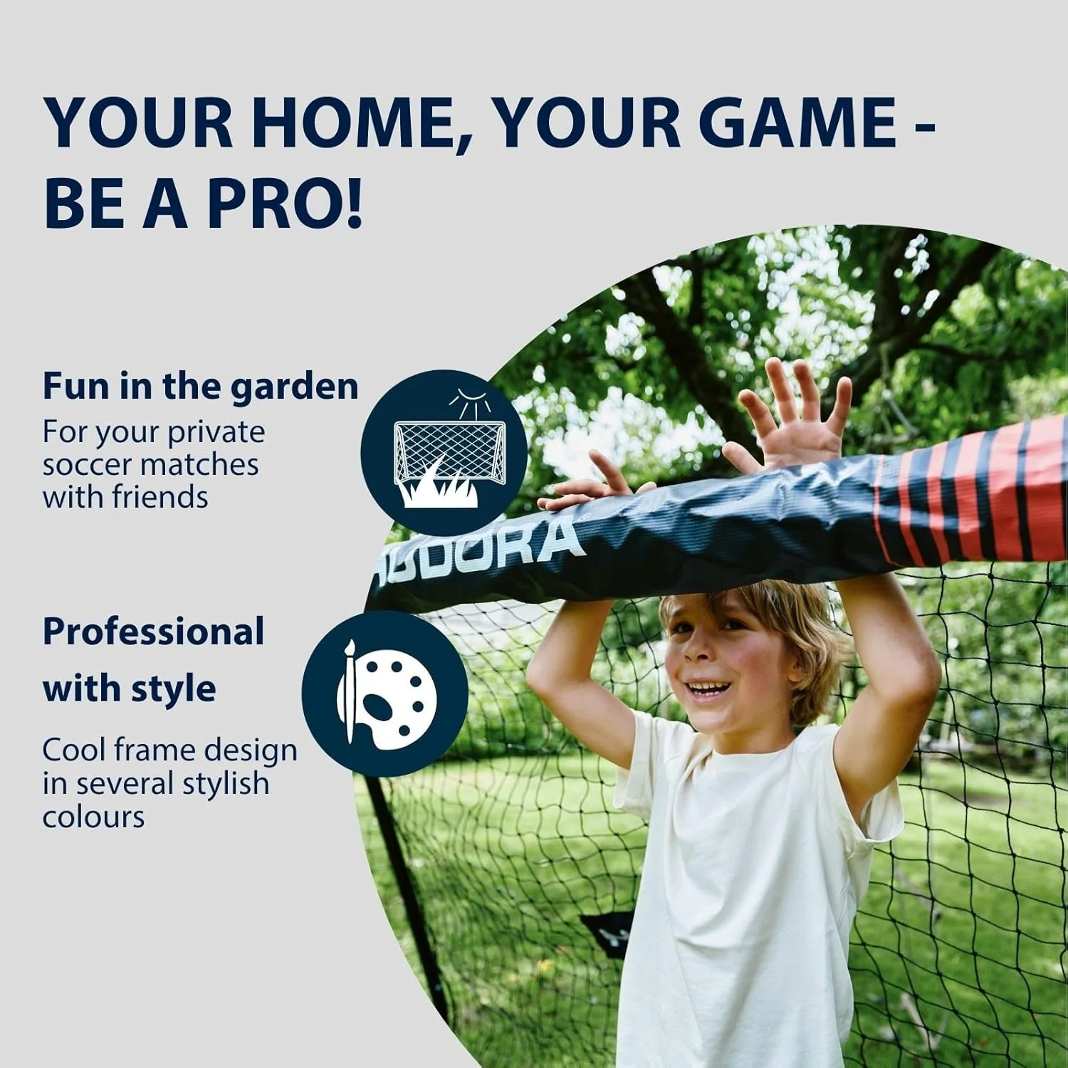 HUDORA Voetbaldoel Pro Tect Advanced – outdoor voetbaldoel met net en weerbestendige ommanteling voor kinderen/volwassenen – eenvoudige montage in de tuin – doelwand met rits- en klittenbandsluitingen - Image 7