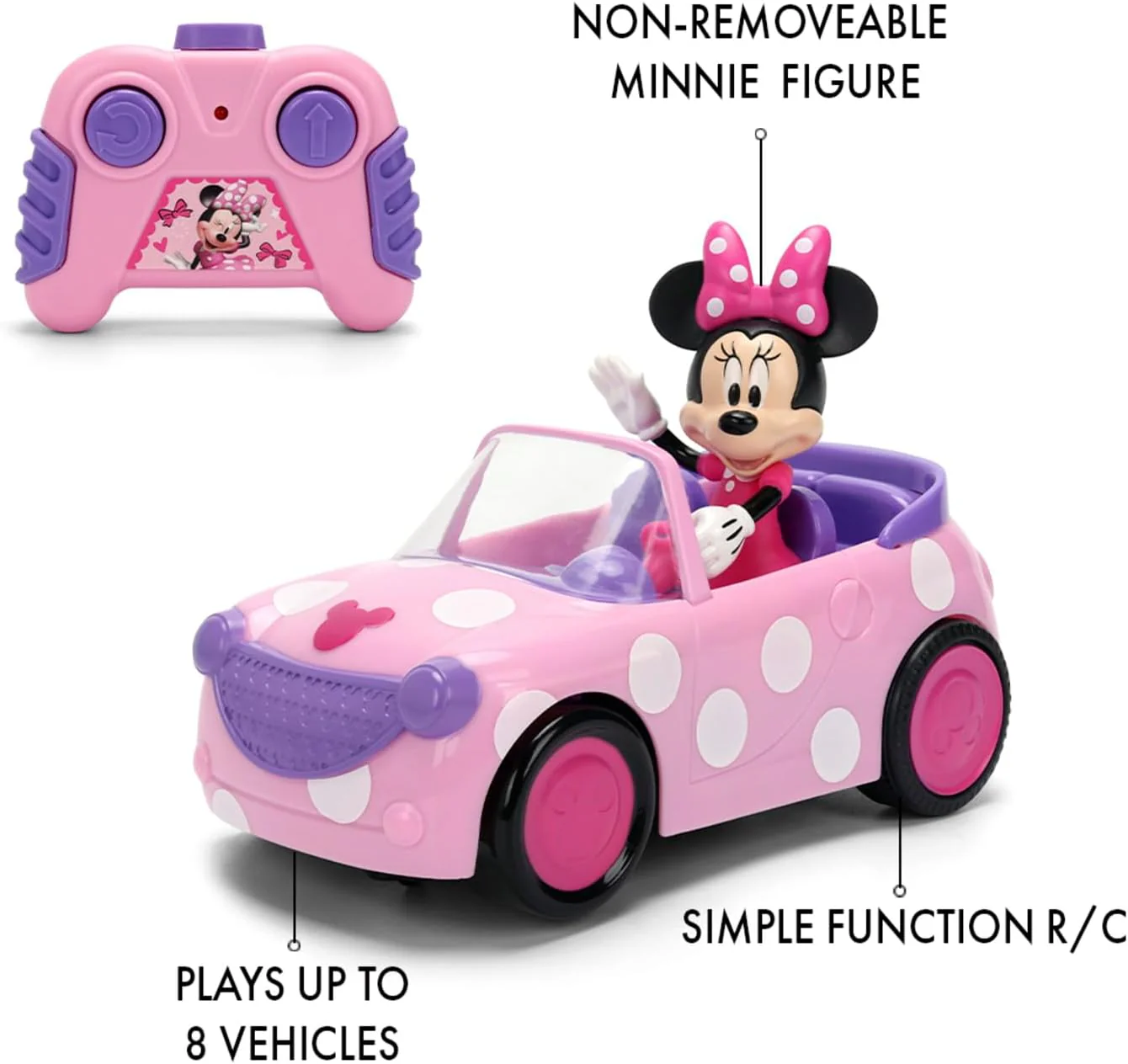 Jada - Disney Minnie RC Roadster 1:32 - Minnie Mouse Radio Controlled Car with Remote Control, Official Disney Design, 9336833314R00, +3 Years - Image 3