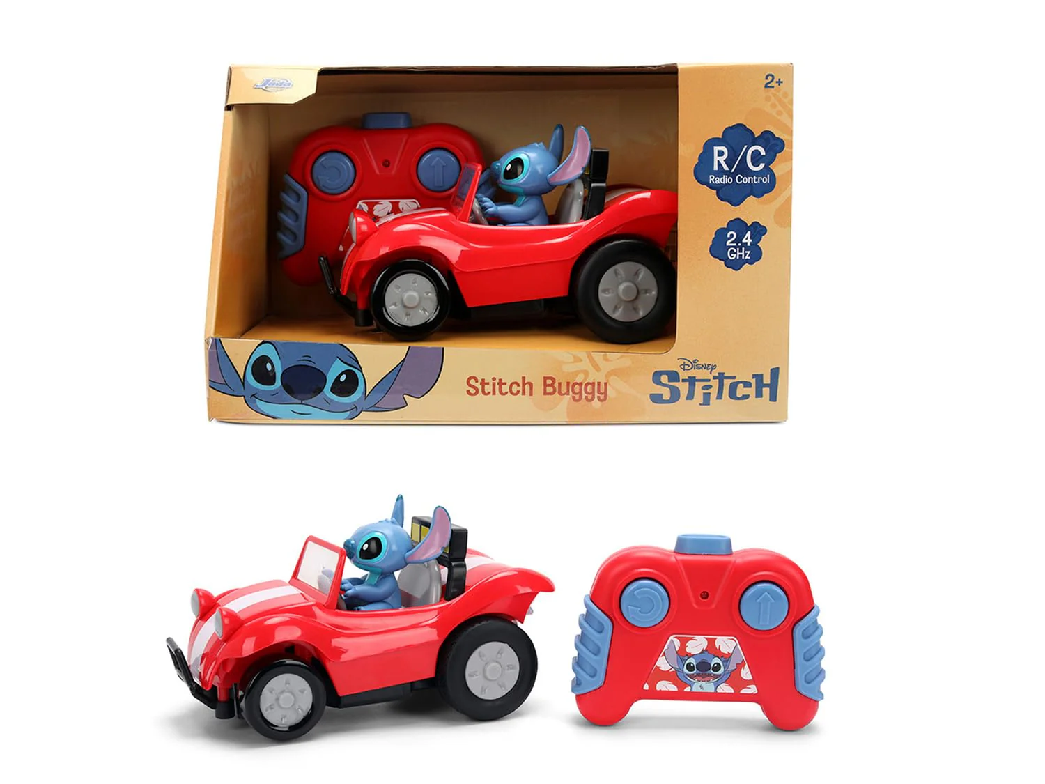 Jada Toys Disney Stitch RC Stitch Buggy (14 cm) - Remote Controlled Car with 2.4 GHz, 1 Channel Control, Toy for Fans and Children from 2 Years, Includes Remote Control