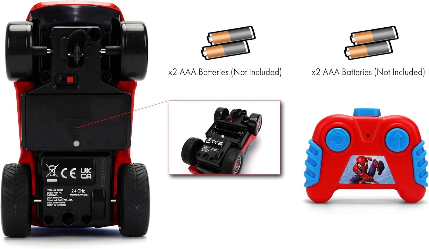 Jada Marvel Spider-Man Buggy, op afstand bestuurd, 14 cm, kinderauto, eenvoudig te bedienen, 2,4 GHz, 1 kanaal, speelgoed voor kinderen vanaf 2 jaar (9336980314R00 - Image 7