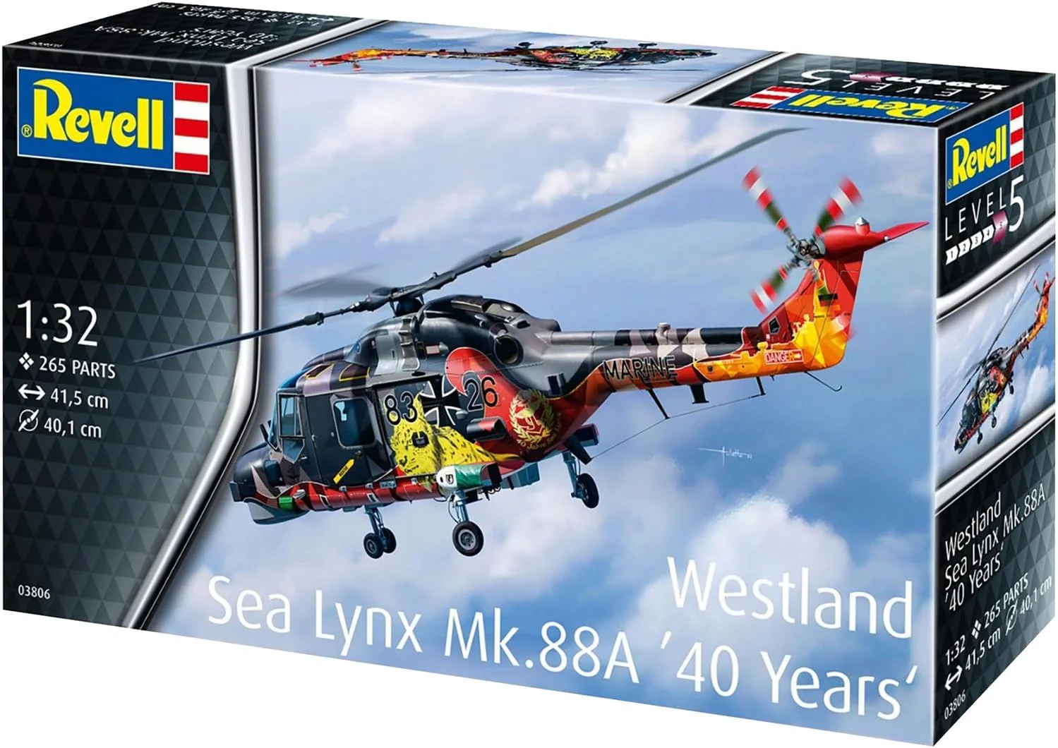 Revell 03806 Westland Sea Lynx MK.88 (40 Years Special Edition) 1:32 Scale Unbuilt/Unpainted Plastic Model Kit - Image 2