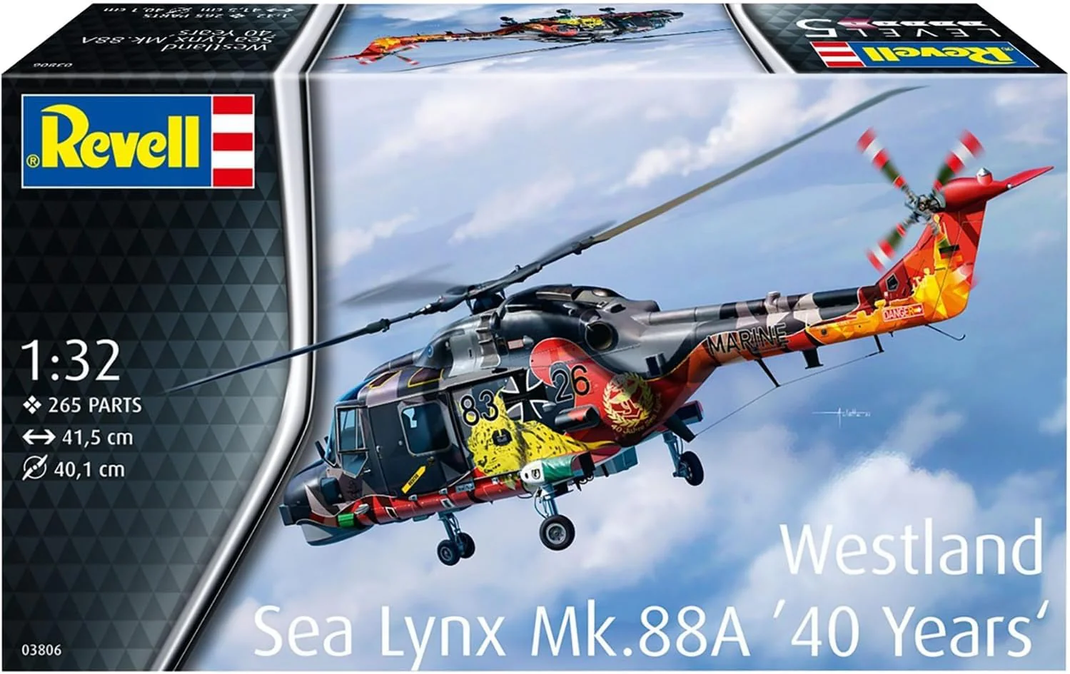 Revell 03806 Westland Sea Lynx MK.88 (40 Years Special Edition) 1:32 Scale Unbuilt/Unpainted Plastic Model Kit - Image 4