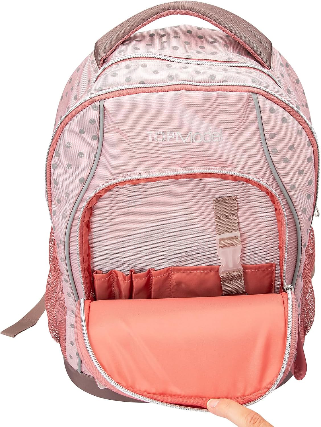 Topmodel - School Backpack Dots - RosT With Grey Dots - Image 3