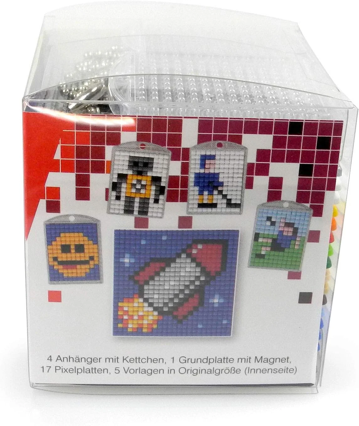 Pracht Creatives Hobby P90035-63501 Fantasie Pixel Fun Craft Kit 15-Create 4 Lockets Keyrings, Boys and Girls, Ideal as a Small Gift, Bag, Children's Birthday Party, Colourful - Image 6