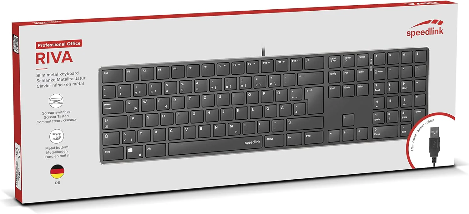 Speedlink Teclado Riva con Mecanismo de Tijera – Teclado para PC Conectado por Cable, Teclado USB silencioso con Teclas Planas, con 7 Teclas multifuncionales, distribución Alemana, Negro - Image 2