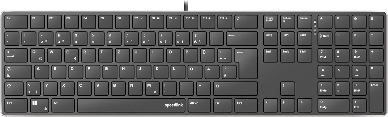Speedlink Teclado Riva con Mecanismo de Tijera – Teclado para PC Conectado por Cable, Teclado USB silencioso con Teclas Planas, con 7 Teclas multifuncionales, distribución Alemana, Negro - Image 6