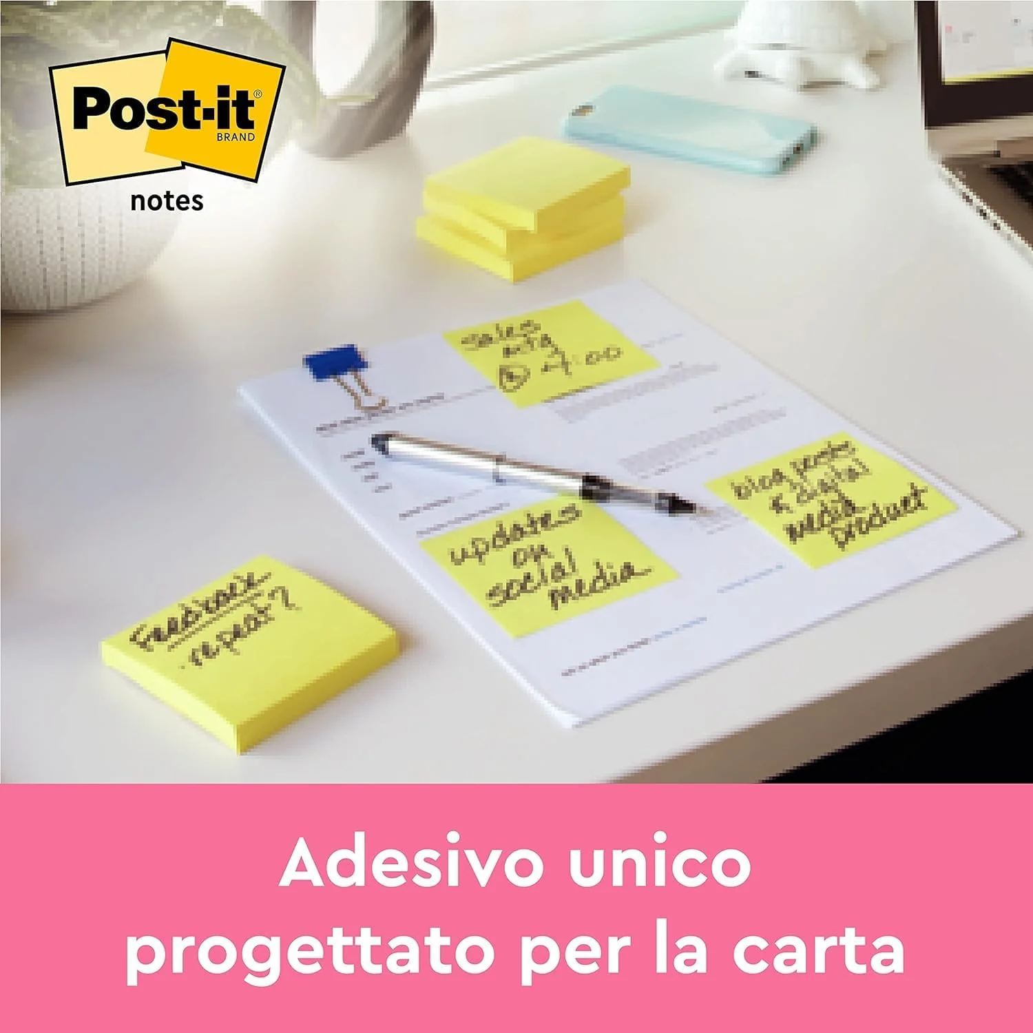 Post-it Foglietti Confezione da 18 blocchetti + 6 GRATIS, 100 Fogli per blocco, 76 mm x 76 mm, Colori Assortiti - Foglietti Adesivi Fogli Adesivi per Appunti, Elenchi & Promemoria - Image 8