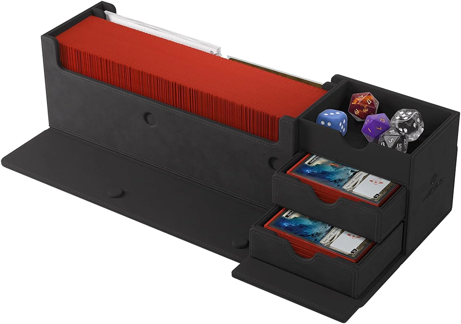 Gamegenic Cards Lair 400+ Convertible Deck Box - Double-Sleeved Card Storage, Holds up to 400 Cards, Premium Card Game Protector, Nexofyber Surface, Black Color, Made - Image 4