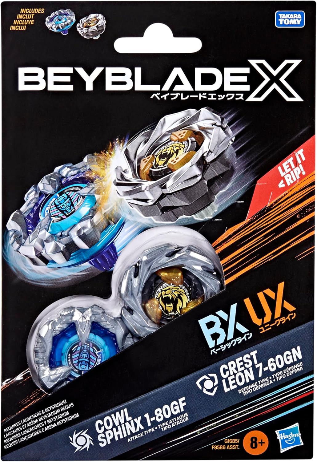 Beyblade X Cowl Sphinx 1-80GF & Crest Leon 7-60GN Dual Pack Set - Image 2