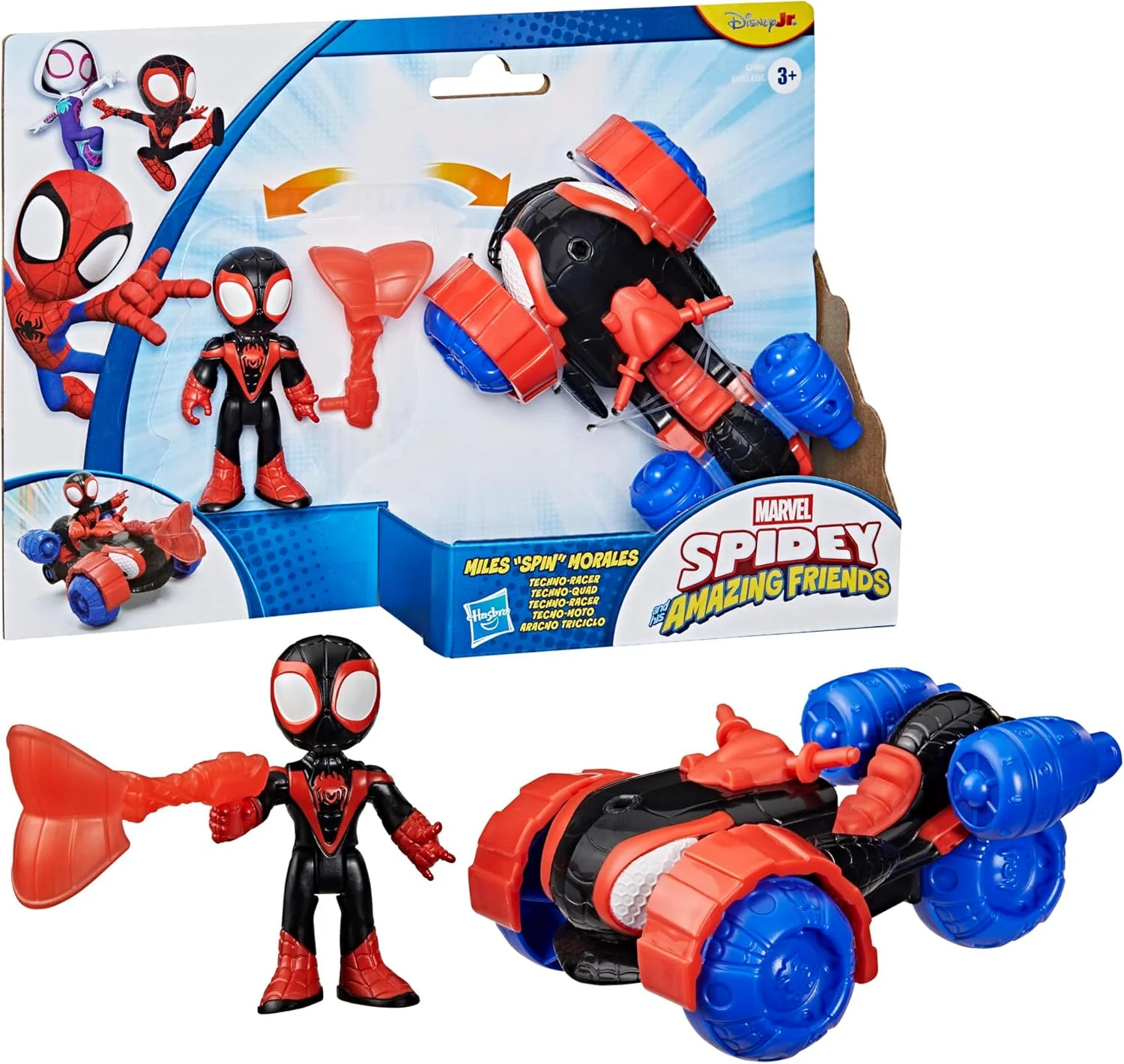 Marvel Spidey and His Amazing Friends Miles 'Spin' Morales Techno-Racer Toy Vehicle with 7.6-cm (3 inch) Action Figure, Accessory, Super Hero Toys, Ages 3+ - Image 5