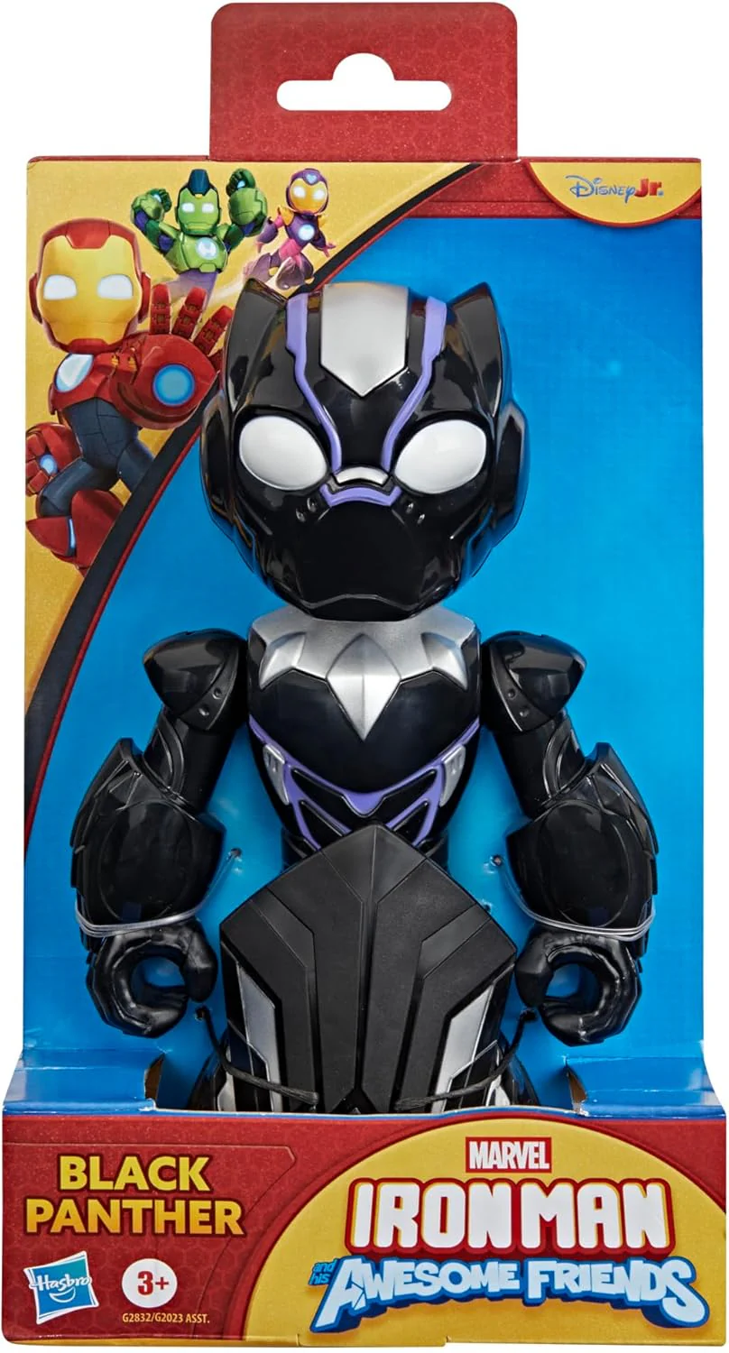 Iron Man and His Awesome Friends Marvel Black Panther Action Figure – 22.8 cm (9 Inch) Oversized Toy with Accessory, Ages 3+ - Image 2