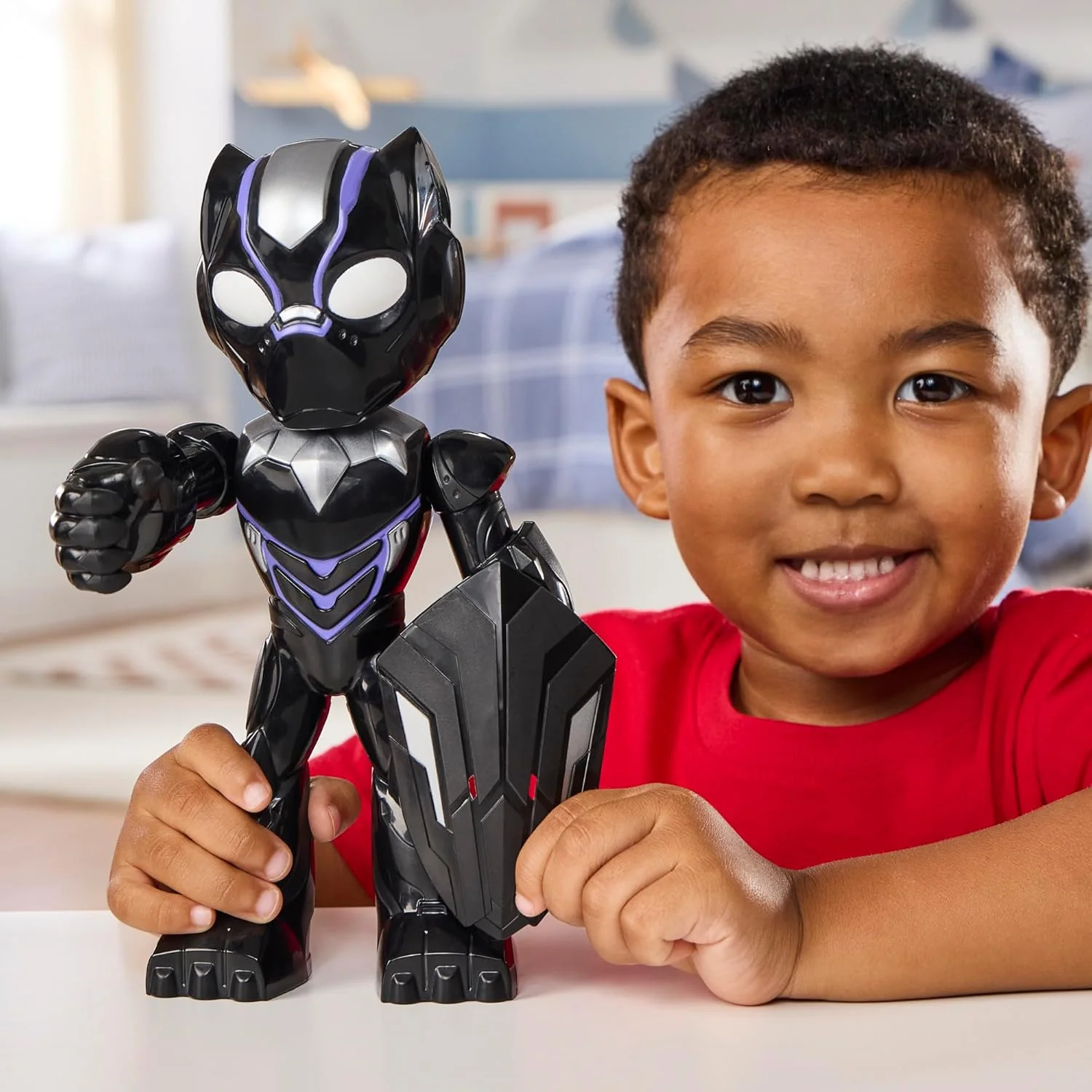 Iron Man and His Awesome Friends Marvel Black Panther Action Figure – 22.8 cm (9 Inch) Oversized Toy with Accessory, Ages 3+ - Image 3