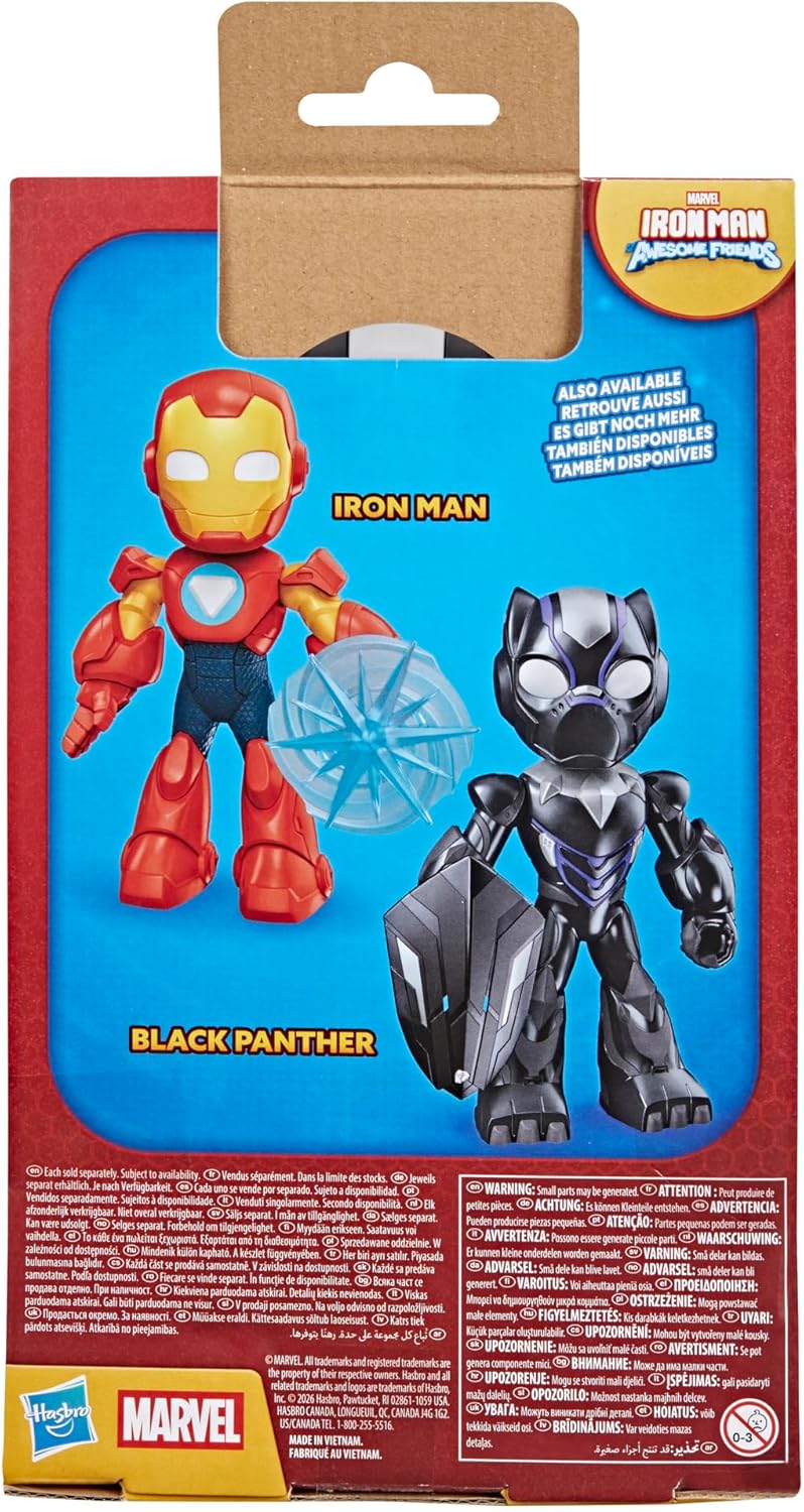 Iron Man and His Awesome Friends Marvel Black Panther Action Figure – 22.8 cm (9 Inch) Oversized Toy with Accessory, Ages 3+ - Image 6