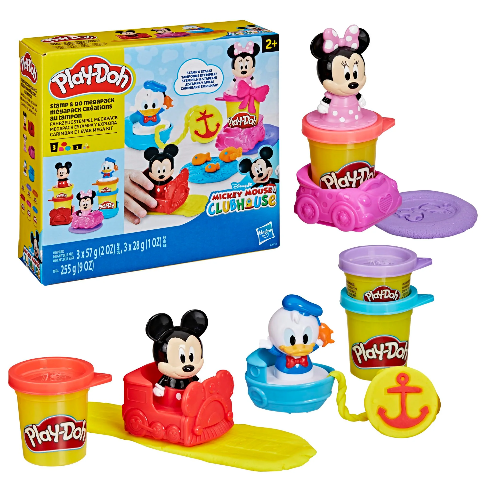 Play-Doh Disney Junior Stamp & Go Megapack with Mickey, Minnie & Donald, Arts & Crafts Preschool Toys for Children Aged 2+