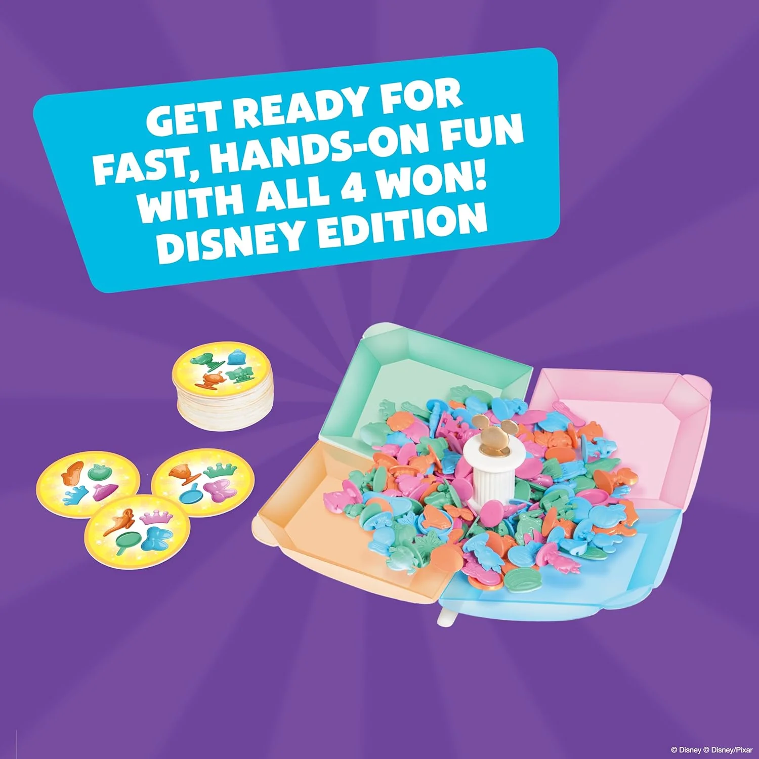 Drumond Park All 4 Won! Disney Family Game, 4-in-1 Fast-Paced Matching & Reflex Game, Spot & Grab Party Game for Kids, Disney & Pixar Characters, Fun Family Board Game for Ages 5+, 2+ Players - Image 5