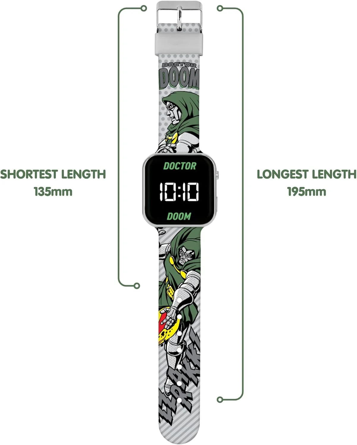 Accutime Doctor Doom LED Display Watch with Silicone Character Strap for Kids - Image 3