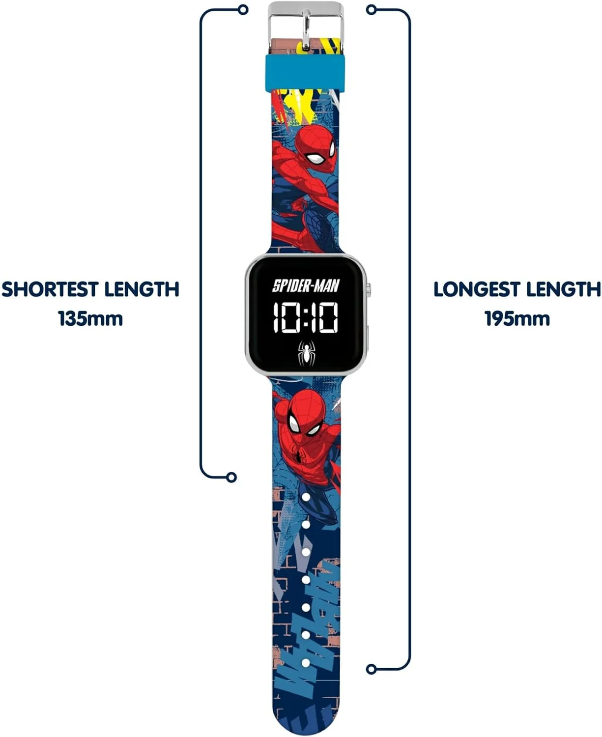 Spiderman LED Display Watch with Silicone Character Strap for Kids - Image 3