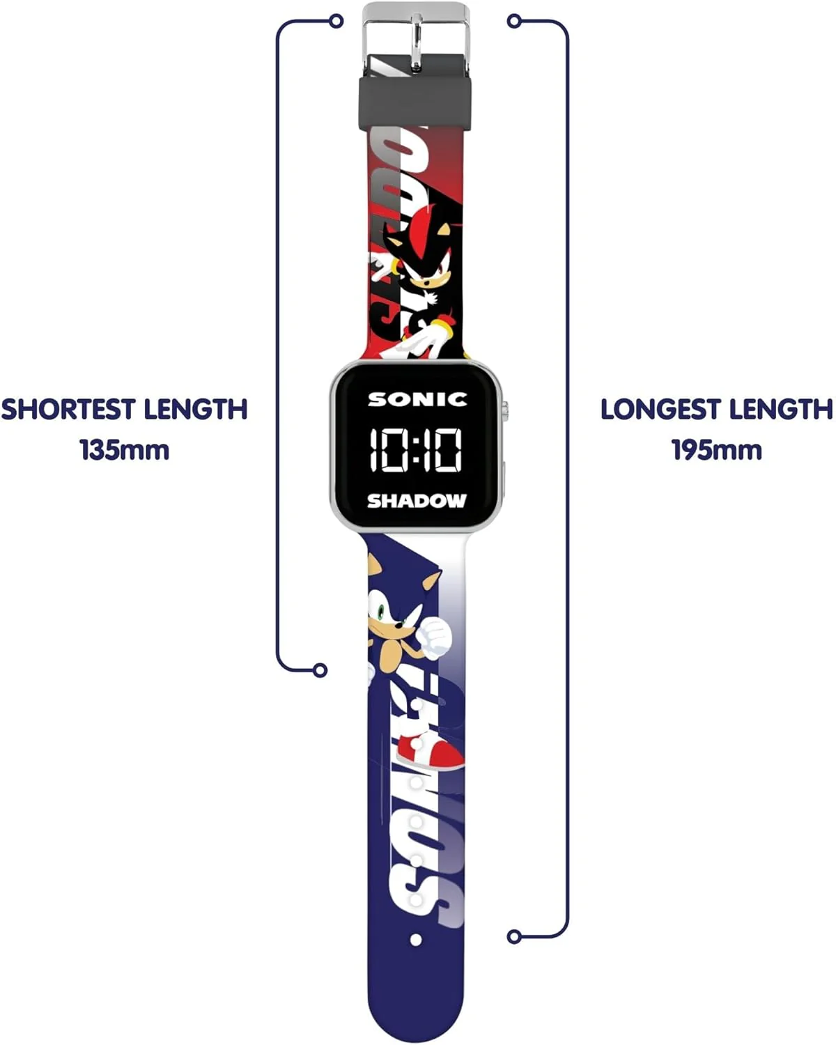 Accutime Sonic and Shadow The Hedgehog LED Display Watch with Silicone Character Strap for Kids - Image 3