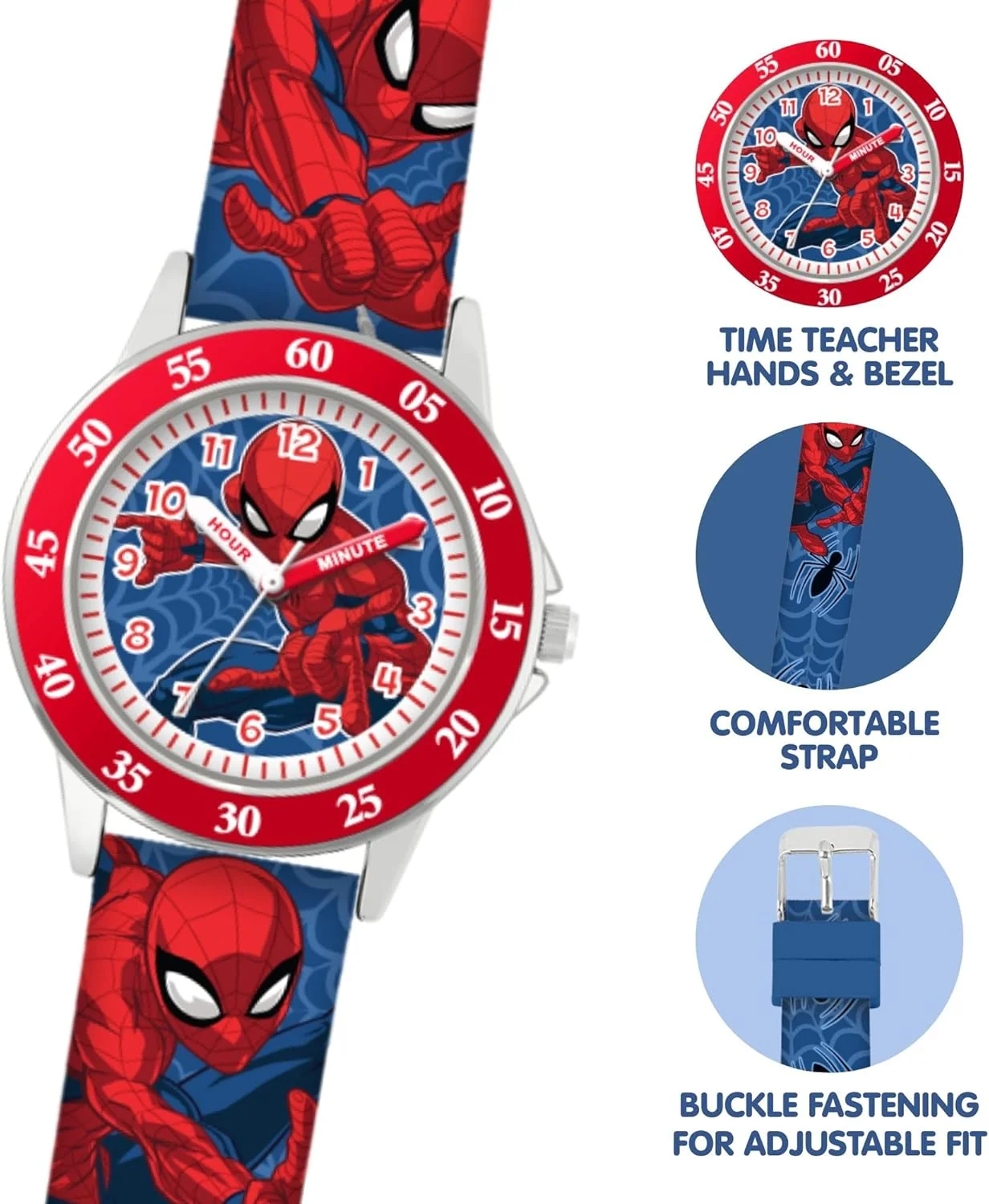 Spiderman Dial Quartz Watch with Silicone Character Strap for Kids - Image 2