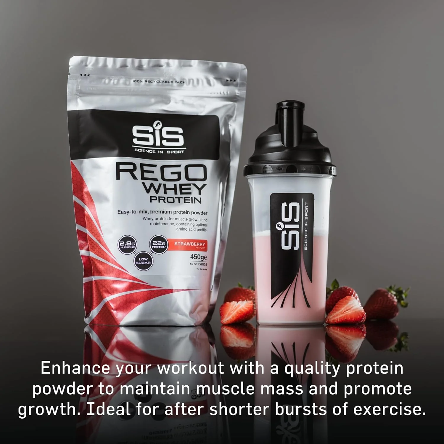 REGO Whey Protein Drink Powder - 450g - Strawberry - Image 2