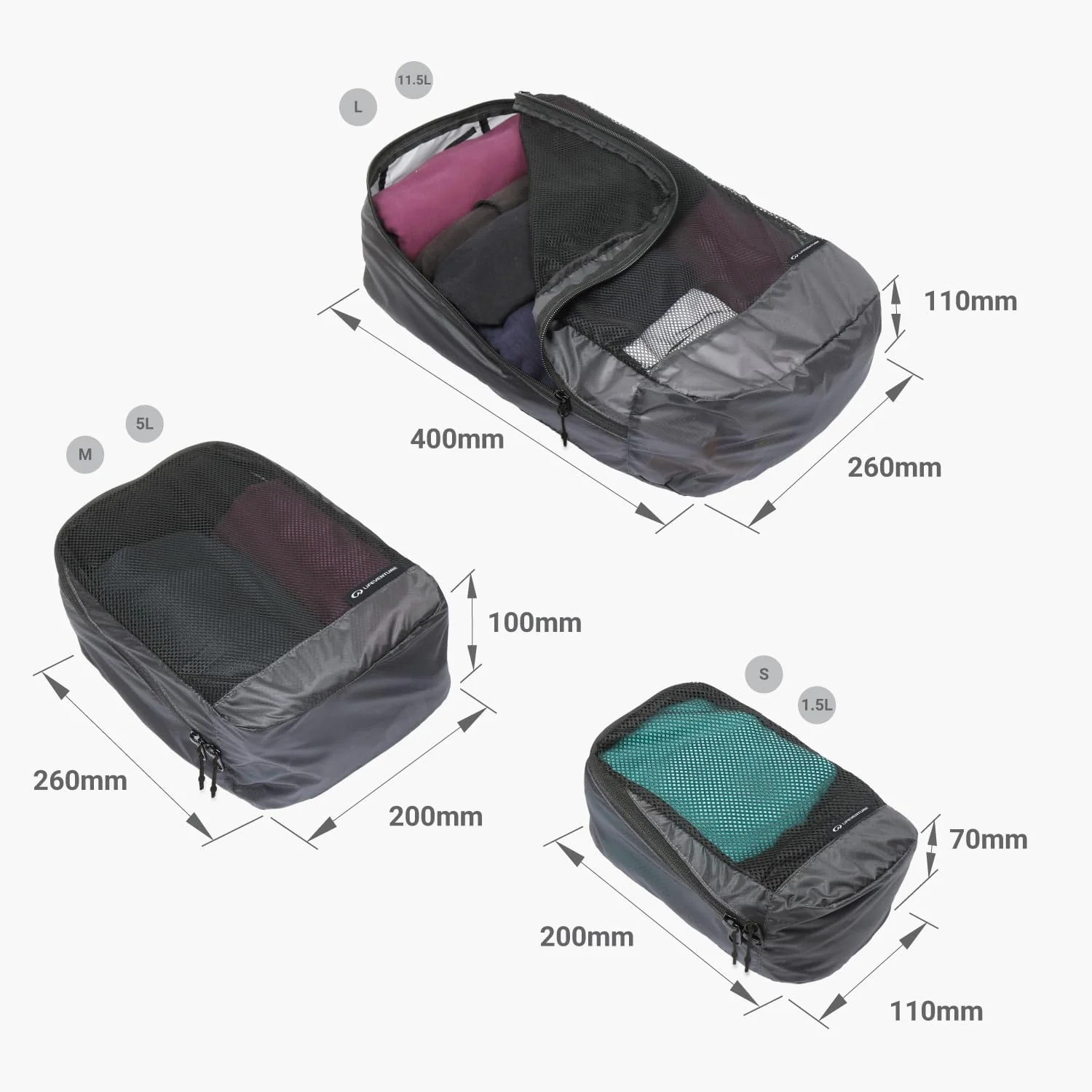 Lifeventure Ultralight Packing Cube (Set of 3) - Ideal for Travel Storage - Image 3