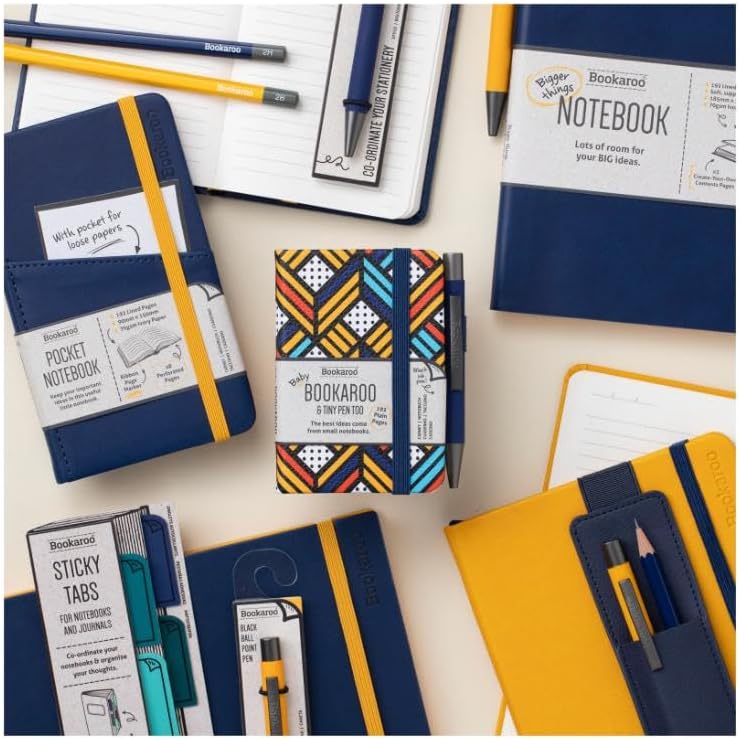 IF Bookaroo Notebook - A7 Pocket and Handbag size Notebook plus Black Ballpoint Pen, 192 pages - Navy & Dark Red - Aztec - Image 2