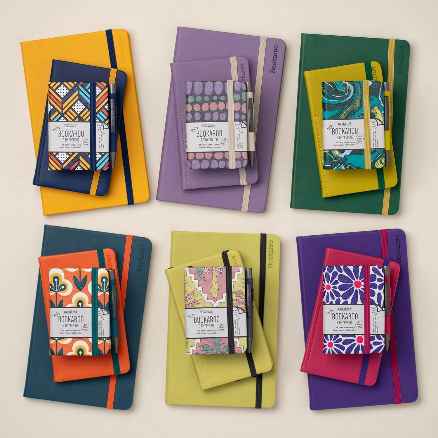 IF Bookaroo Notebook - A7 Pocket and Handbag size Notebook plus Black Ballpoint Pen, 192 pages - Navy & Dark Red - Aztec - Image 3
