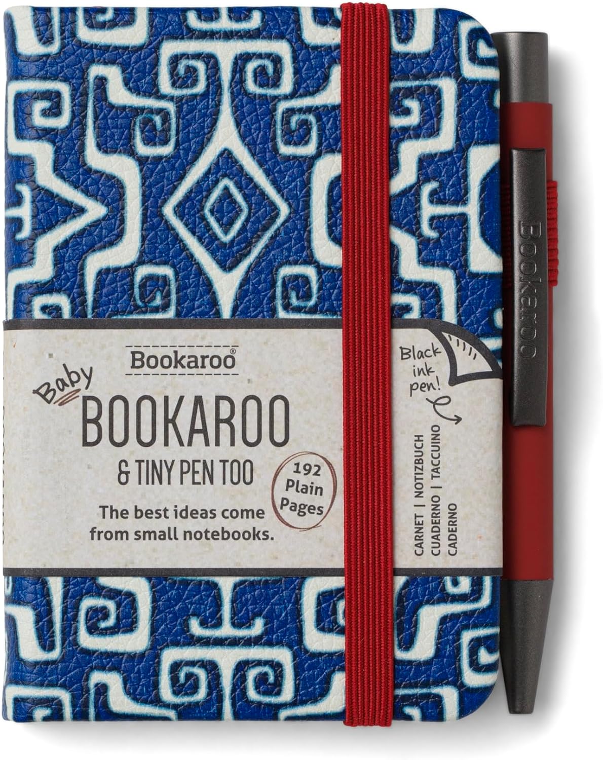 IF Bookaroo Notebook - A7 Pocket and Handbag size Notebook plus Black Ballpoint Pen, 192 pages - Navy & Dark Red - Aztec - Image 4