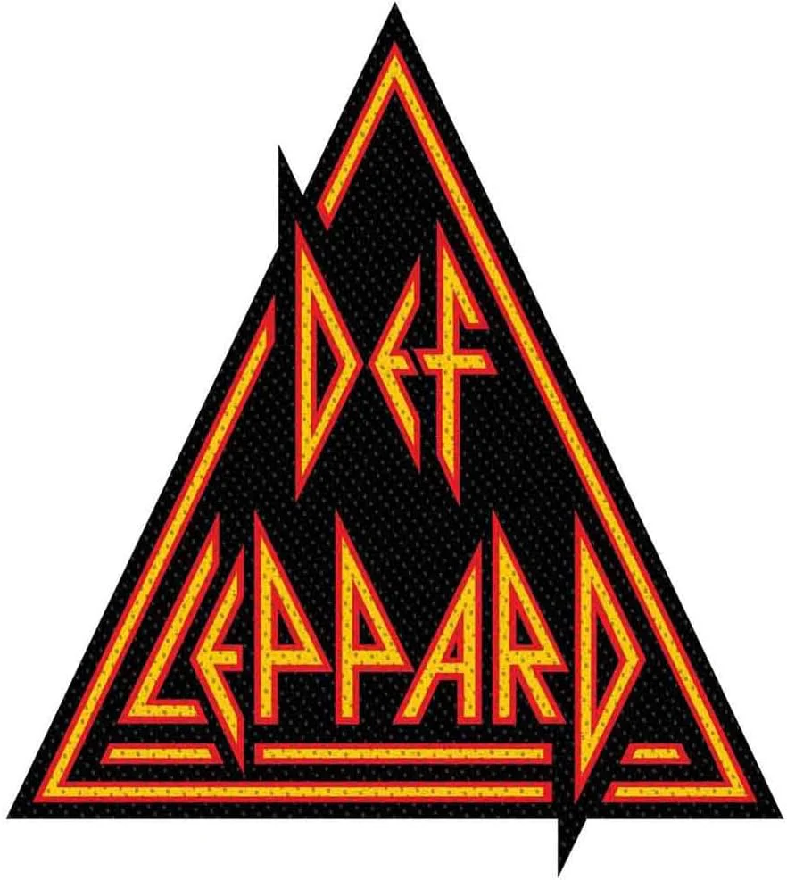 Def Leppard Rectangular Logo Cutout Patch, 100mm x 50mm, Polyester, Self Adhesive, Red, Yellow, Black, Official Merchandise - Image 2