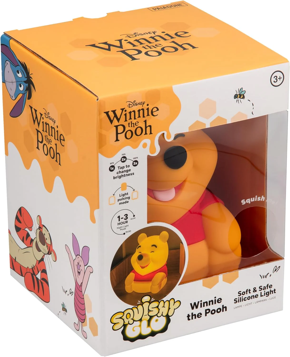 Paladone Disney Winnie the Pooh SquishyGlo Rechargeable Silicone Night Light, 15.5cm, 1–3 Hour Timer, 3 Brightness Levels, Officially Licensed - Image 7