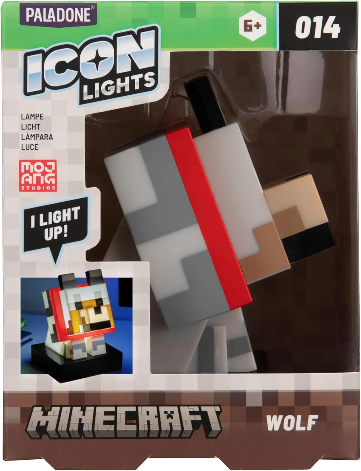 Paladone Minecraft Wolf Icon Light – 11cm Light‑Up Figure for Bedroom, Desk or Gaming Setup – Battery Powered - Image 4