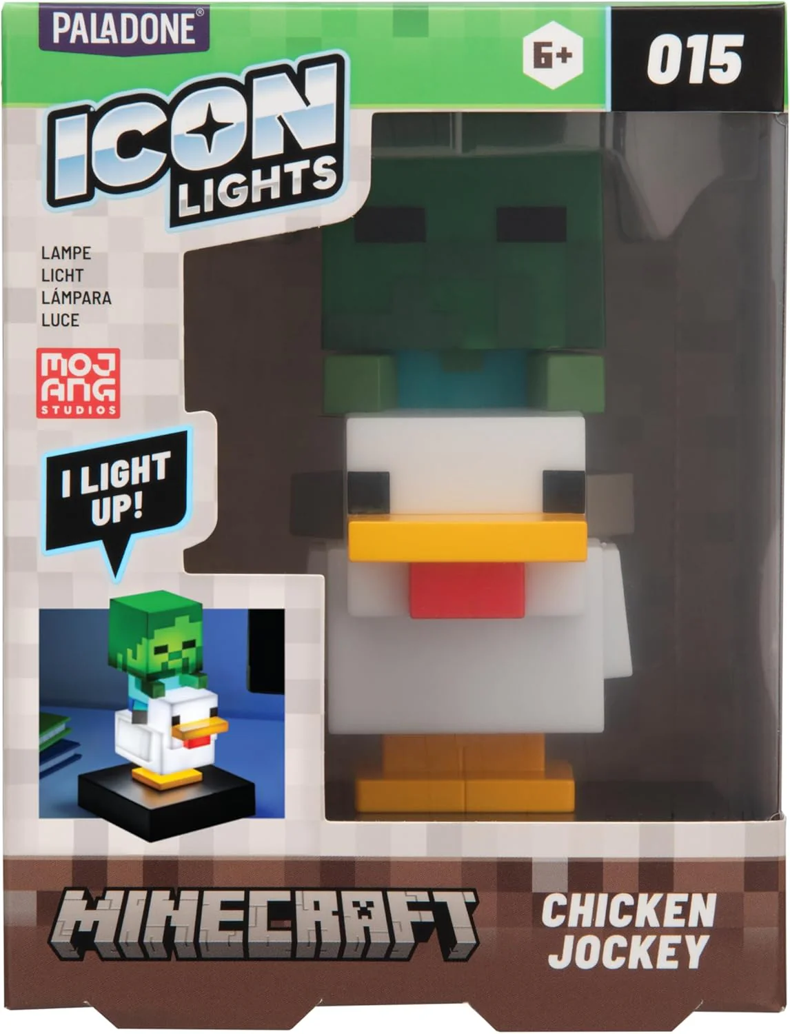 Paladone Minecraft Chicken Jockey Icon Light – 12cm Light‑Up Mini Figure – Fun Bedroom or Desk Lamp for Gamers - Image 3