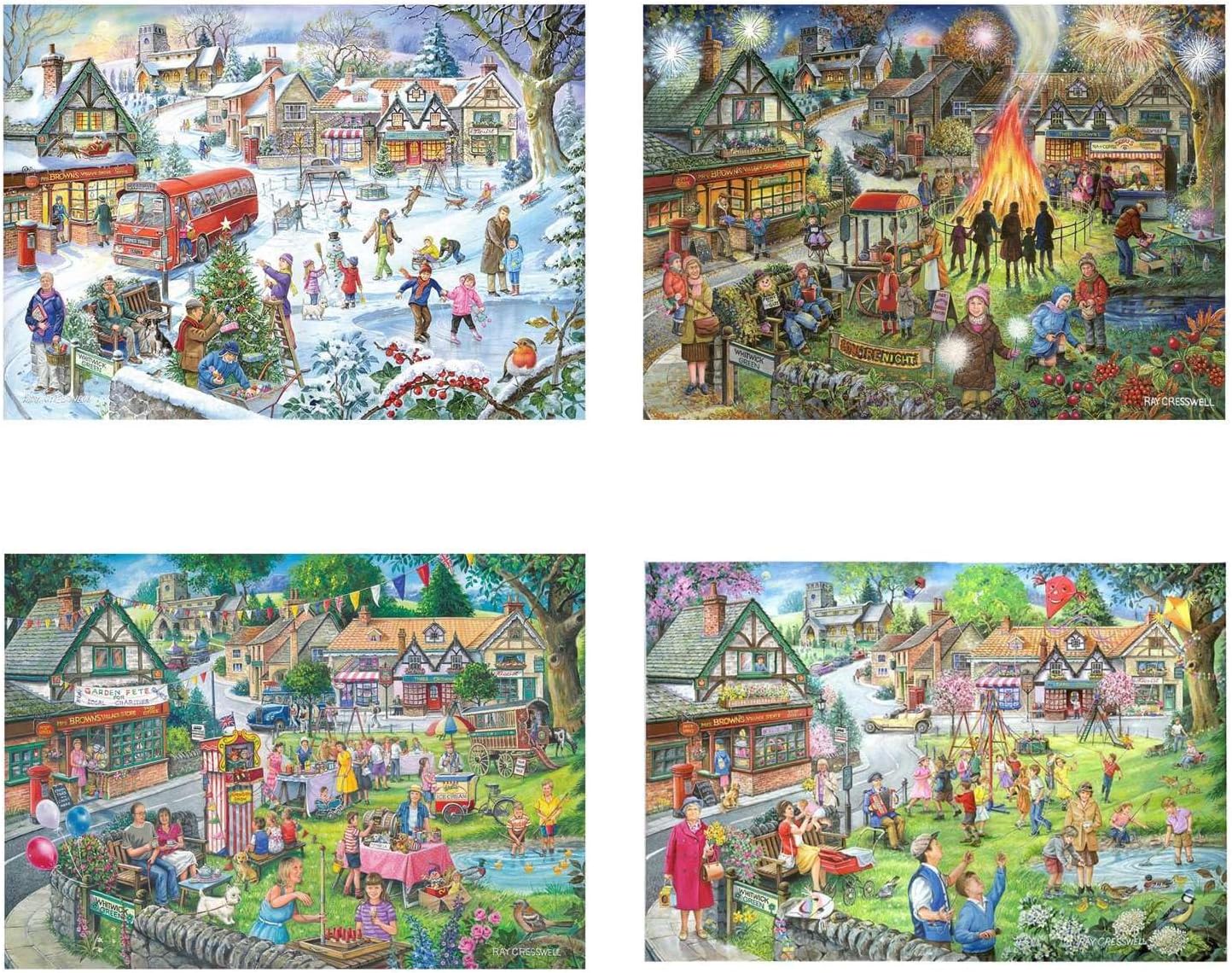 The House of Puzzles Seasons On The Green Jigsaw Set - 4 x 500 Piece Jigsaws For Adults, Multi Puzzle Pack, Artist Illustrated, Deluxe Puzzle Gifts, Sustainably Made - Image 7