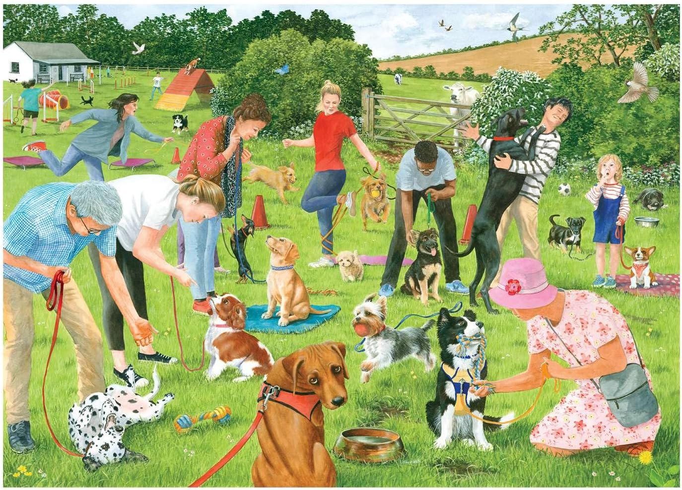 The House of Puzzles | Puppy School 500 Piece Jigsaw Puzzle for Adults & Kids | Features Artwork by Tracy Hall | Animals and Wildlife Theme | Sustainably Made FSC Certified Board - Image 5