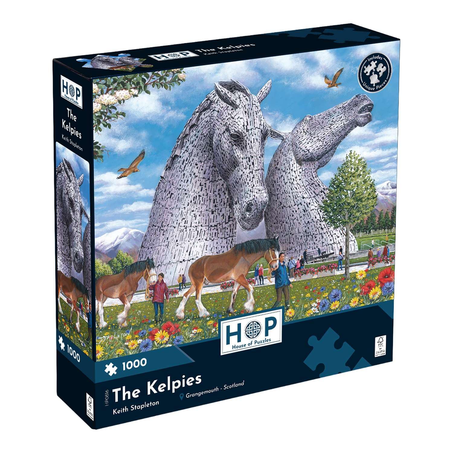 The House of Puzzles | The Kelpies 1000 Piece Jigsaw Puzzle | Animals & Wildlife Theme | Adult Jigsaw | Keith Stapleton | FSC Certified
