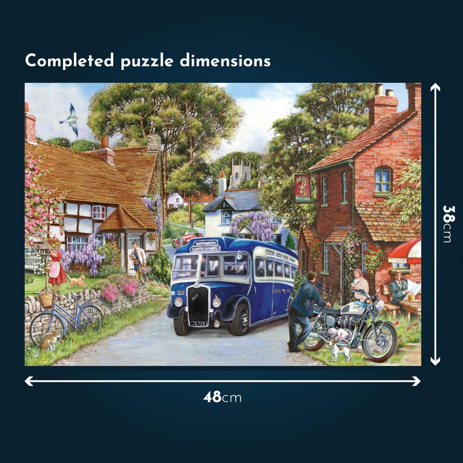 The House of Puzzles | Here Comes the Bus 500 Piece Jigsaw Puzzle | Towns and Villages Theme | Artwork by Robert Barry - Image 2